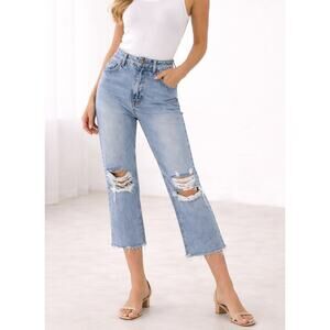 BDG Urban Outfitters Crop Jeans Women's Sz 26 High Waisted Distressed Light Wash